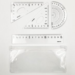 파우치 삼각 자 각도기 세트 눈금 직각 플라스틱