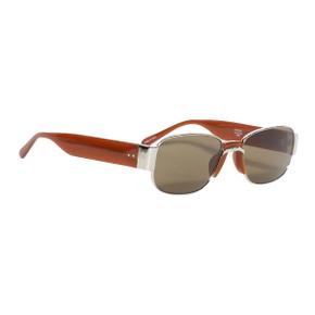 X Linda Farrow Rectangular Sunglasses (Silver/Brown)