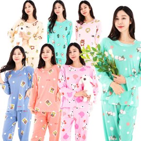 봄신상 스무디 홈웨어 파자마 여성 여자잠옷 긴팔 상하세트 부드럽고 편한 실내복