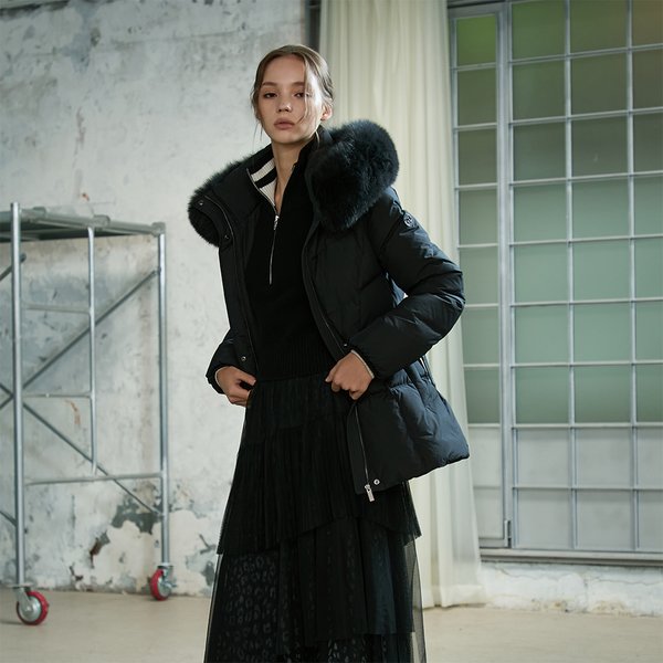 [시흥점] 여성 웨이스트 벨티드 폭스퍼 구스 숏점퍼 (ER4TD503)