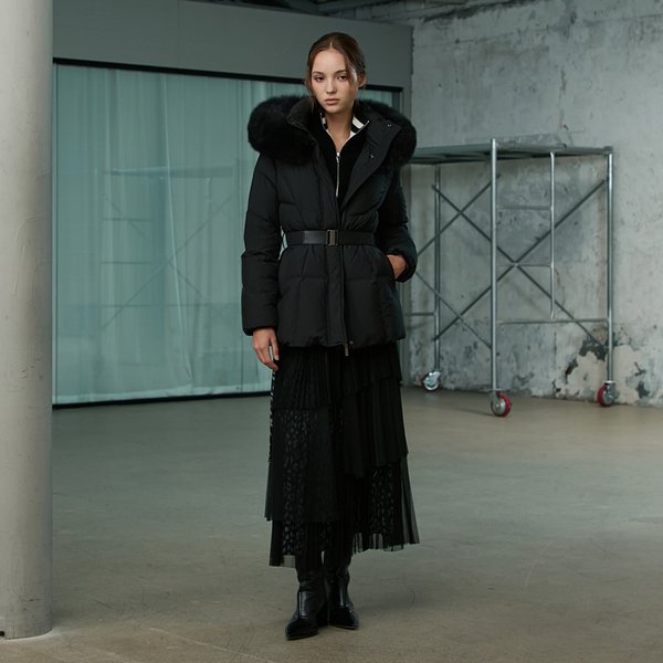 [시흥점] 여성 웨이스트 벨티드 폭스퍼 구스 숏점퍼 (ER4TD503)