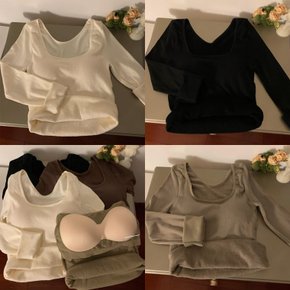 42966446 / 심플기모티셔츠 이너 겨울 잠옷 슬림 상의 무지 긴팔