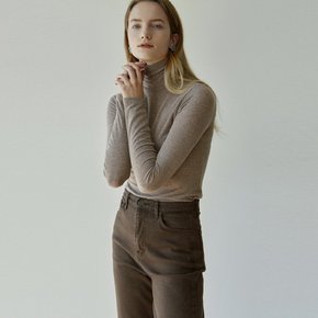 [YAN13] SOFT SLIM TURTLENECK TEE_LIGHT BROWN