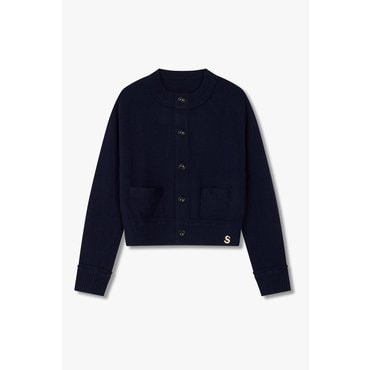 SACAI [사카이] CLASSICS  라운드넥 울 니트 가디건 (네이비) 6415331101
