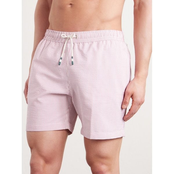 하트퍼드 스트레이트 레그 미드 렝스 스트라이프 시어서커 스윔 쇼츠 46376663163009396