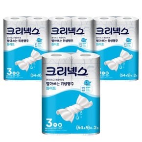 크리넥스 빨 아쓰는 위생행주 화이트 54+9매 2롤x4팩