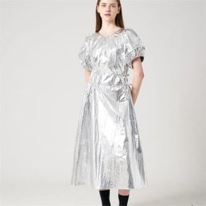 Shirring silver dress