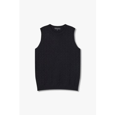 ARMANI EXCHANGE 여성 로고 자카드 슬리브리스 니트 탑(A424332521)블랙