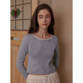 eyeye ROSE LACE TRIMING TOP_BLUE (EEOU1RLR03W)