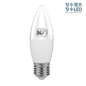 장수램프 투명 LED 촛대구 5W 전구색 E26 캔들다마