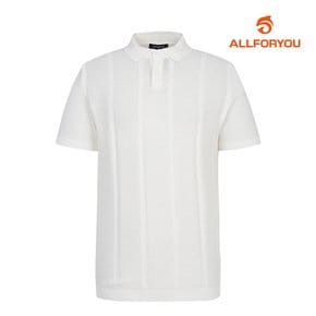[모델착장] 남성 앞판 세로 조직 솔리드 카라 반팔 니트 AGSPM3211-100_G