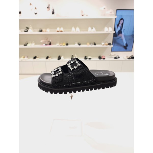 [부산점] 바바라 3cm 큐빅 장식 벨크로 뮬 샌들 AAG336