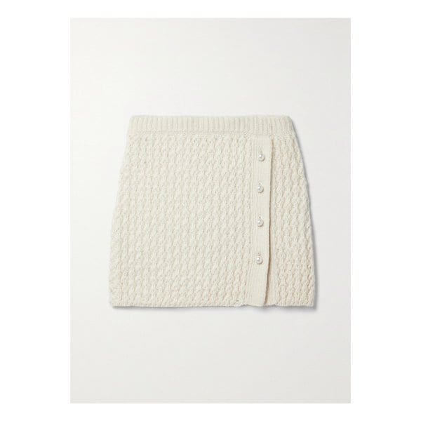 아담 립스 Embellished Merino Wool And Cashmere-blend Mini Skirt 아이보리 46376663162724377