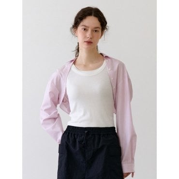 UNNOUT STRIPE SHIRT BOLERO PINK