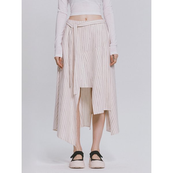 PINSTRIPED AM CUTTING SKIRT IVORY