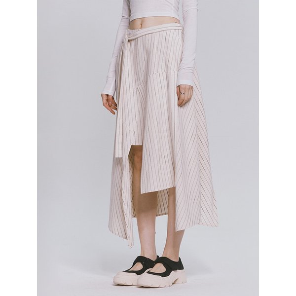 PINSTRIPED AM CUTTING SKIRT IVORY