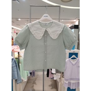 23B5654 MT 배색 프릴카라 블라우스