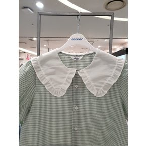23B5654 MT 배색 프릴카라 블라우스