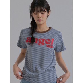 Angel Stripe Neck Combo T-shirt_Blue