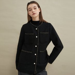 Pearl soft tweed jacket Black