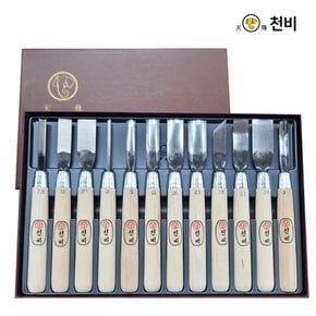 [천비]우드카빙 조각끌 특 12P 세트 환도 삼각도 곡환도 평도 창도 아사도 구성 12pcs