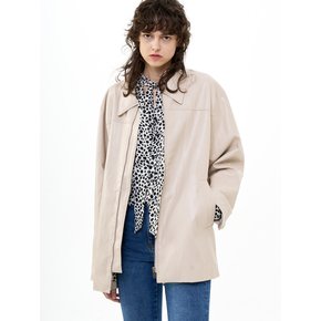 OVERSIZED FAUX LEATHER JACKET_BEIGE