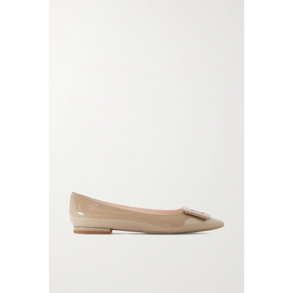 고메틴 페이턴트 가죽 포인트 토 플랫 토프 38063312420911257