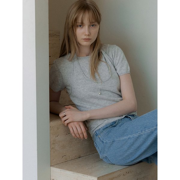 layered knit top set (melange gray) orc 6009