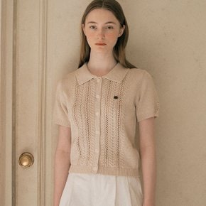 COLLAR BUTTON KNIT CARDIGAN IVORY