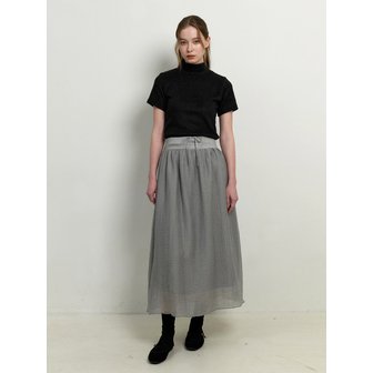 카인더베이비 corset ribbon layered long skirt - gray