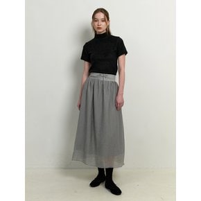 corset ribbon layered long skirt - gray