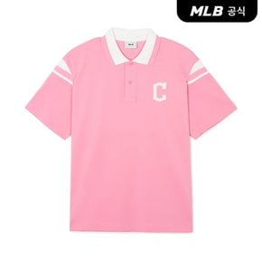 [코리아공식]바시티 어깨배색 오버핏 카라 티셔츠 CLE (Pink)