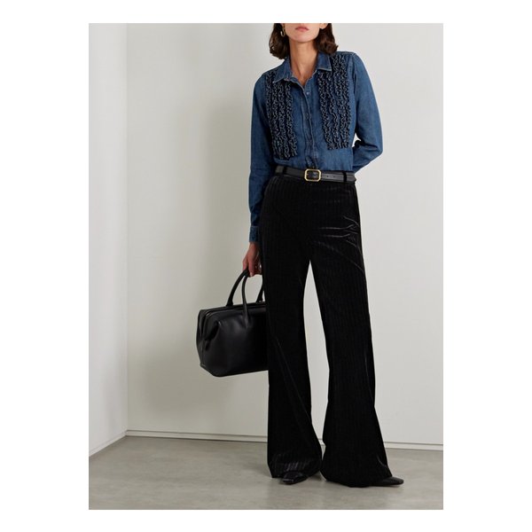 닐리 로탄 렉사 러플 데님 셔츠 블루 1647597352486696