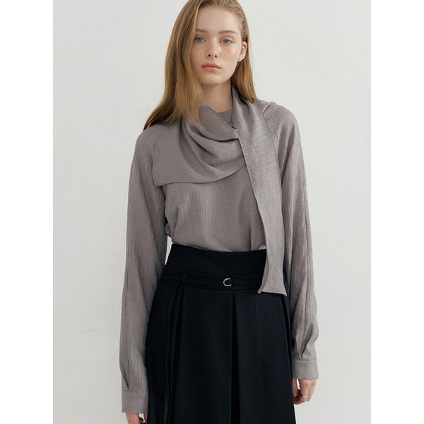 comos 1601 detachable tie raglan blouse (grey)