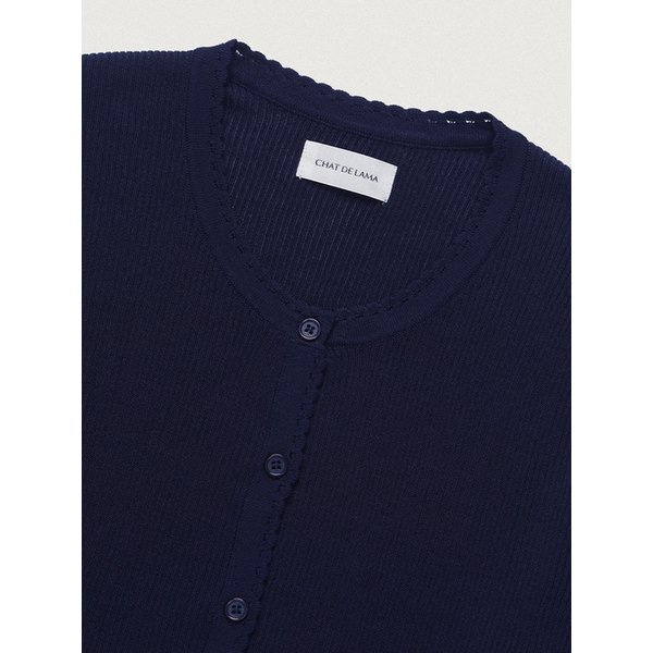 PETAL RIBBED CARDIGAN [NAVY] / 5COLOR