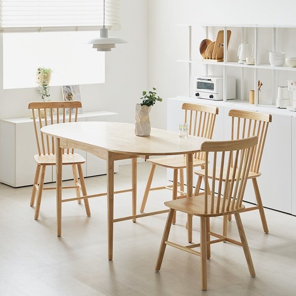 헤이몰리 하트 원목 접이식 확장형 식탁 테이블 [착불]