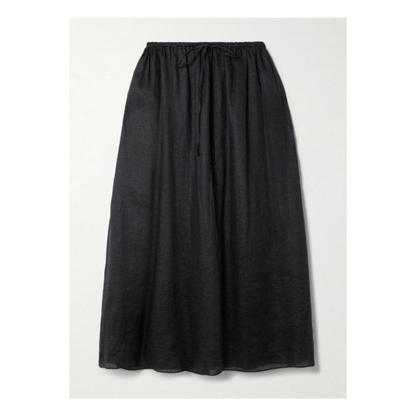 포세 지니 개더 리넨 맥시 스커트 블랙 46376663162895068