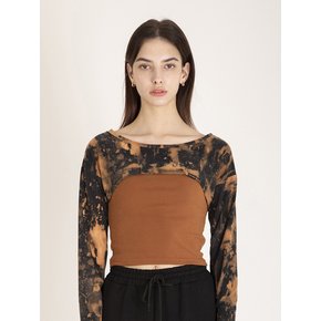 Tie-dye Layered Crop Top [Brown]