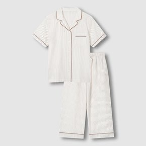 여 라이트 코튼 7부 파자마 세트 (LIGHT NAVY/ LIGHT BROWN/ LIGHT GREY)