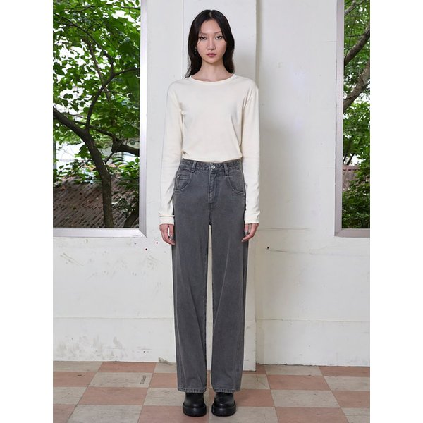 Panelled Straight Fit Denim Pants  Light Grey (KE5821M532)