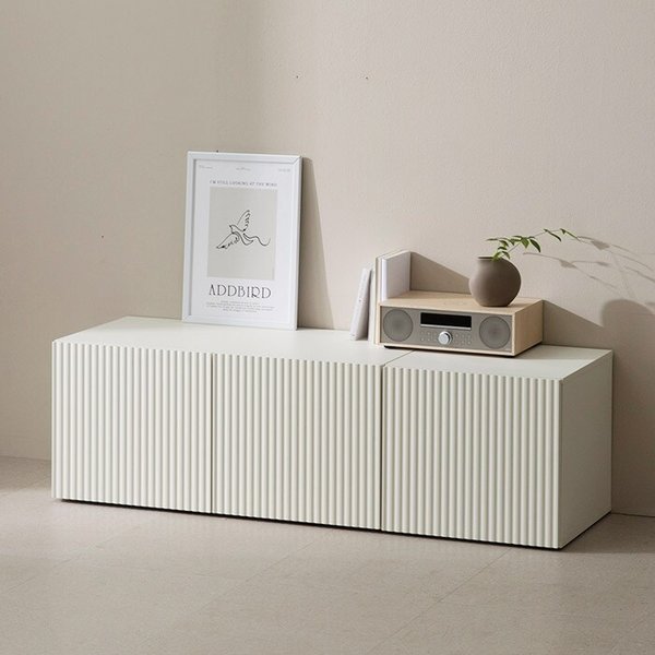 화이트 세로결 패턴 거실장 135cm TP916