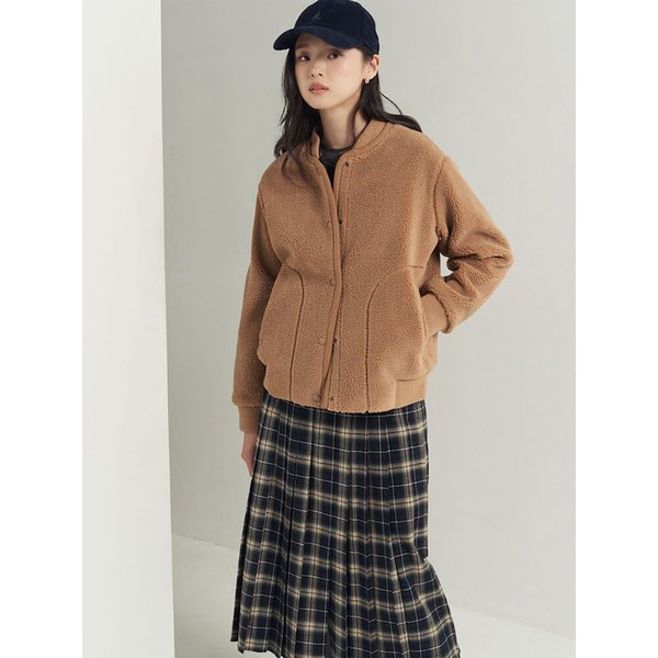 뽀글이 스태디움 점퍼  옐로이시 브라운 (BF5X39C01B)