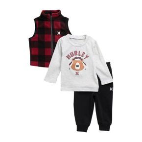 키즈 Hurley 폴라 플리스 후리스 Vest, 롱 슬리브 티셔츠  조거 팬츠 바지 세트 7344861