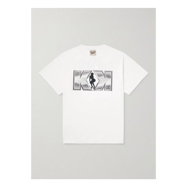 펑키 애스 레코드 글리터 프린트 코튼 저지 티셔츠 화이트 46376663162903253