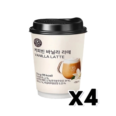  커피빈 바닐라라떼원컵 무지방우유 21.6g x 4개