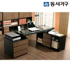 알로 블랙우드 3단 서랍 코너형 책상 DF905426