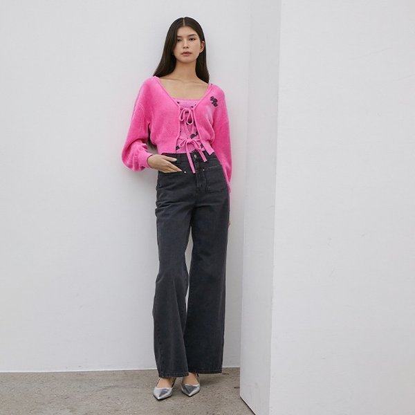 [시흥점] 여성 기모 와잉드 벨티드 데님팬츠 (ER4DP561)