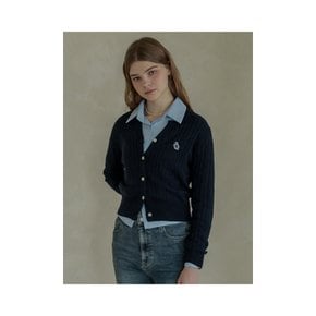 Lossy  Cashmere Cable Patch Cardigan_navy