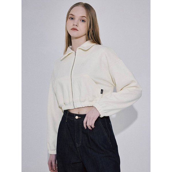 Crop Callar Zipup [Cream]