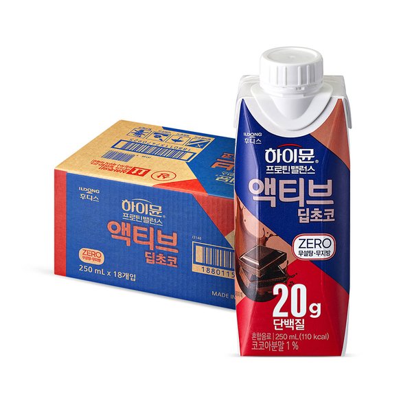 하이뮨 프로틴 밸런스 액티브 딥초코 ZERO (250ml*18입) 1박스